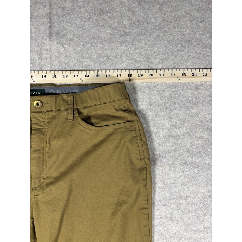 Orvis Tech Chino Pants Mens 36x32 Tan Water Repellent Stretch 5 Pocket - Picture 3 of 8